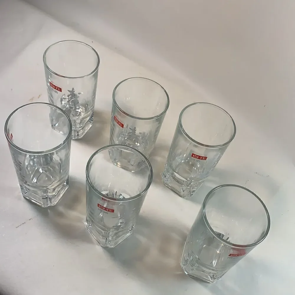 6 Japanese Bar Drinking Rocks Tumblers Glasses EUC